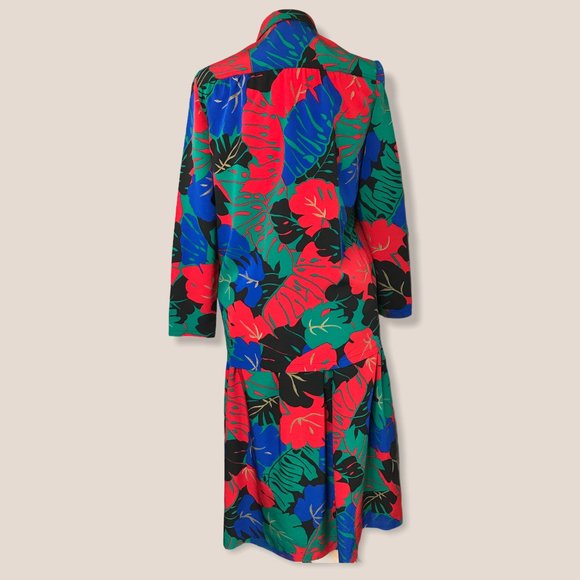 Vintage Tan F Jay Blazer Skirt Suit Tropical Pleated 8 - Picture 3 of 13